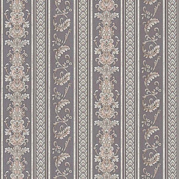PROFHOME 335475-GU Barock Tapete Streifen Matt Silber Grau 0,53 m x 10,05 m günstig online kaufen