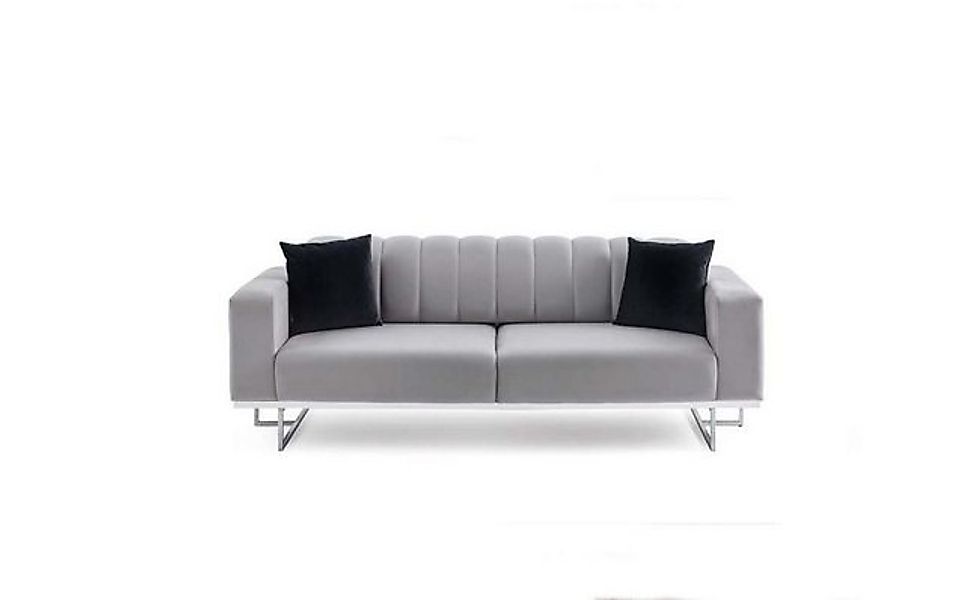 Xlmoebel 3-Sitzer Luxuriöses Dreisitzer-Sofa in elegantem Hellgrau für stil günstig online kaufen