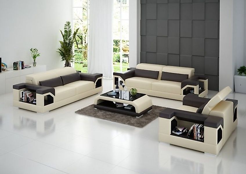 JVmoebel Sofa Ledersofa Couch Sofagarnitur Set 3+2+1 Sitzer Garnitur Design günstig online kaufen