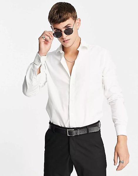 Topman – Hochwertiges Twill-Hemd in Weiß günstig online kaufen