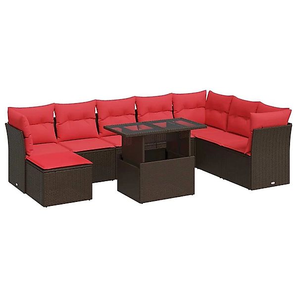 vidaXL 9-Tlg Garten-Sofagarnitur mit Kissen Braun Poly Rattan Akazie 332621 günstig online kaufen