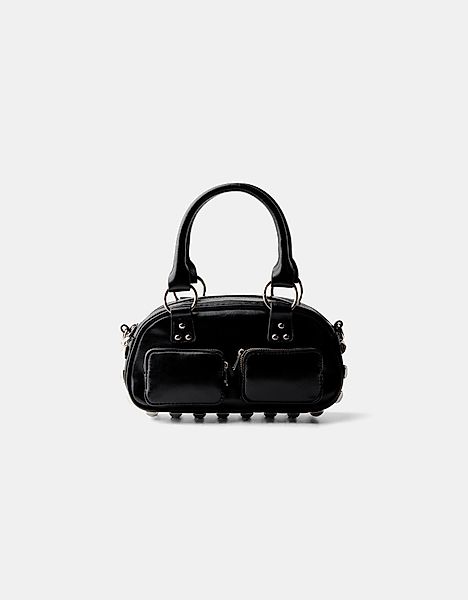 Bershka Mini-Bowlingtasche Mit Nieten Damen Schwarz günstig online kaufen