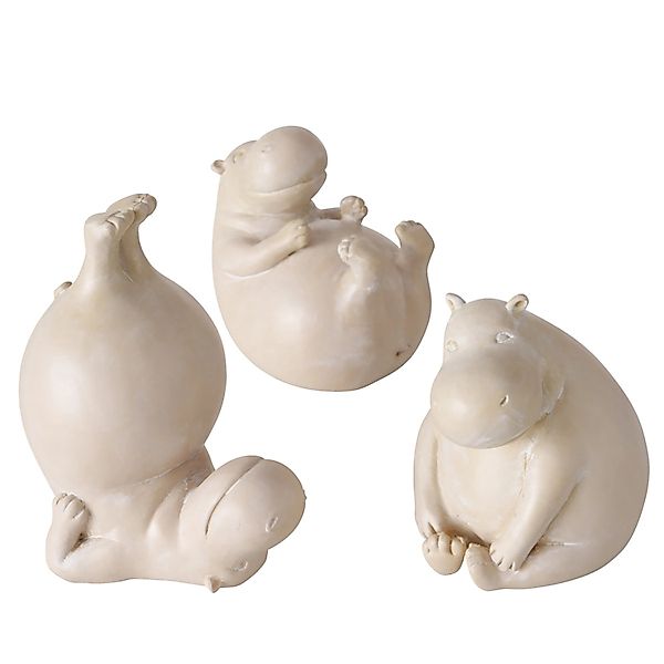 Boltze Figur Hippo 3-fach Sortiert 12 cm x 7 cm x 9 cm Beige günstig online kaufen