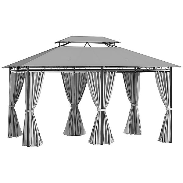 Outsunny Pavillon 3x4m Gartenpavillon mit 6 Seitenteilen, Partyzelt, Festze günstig online kaufen