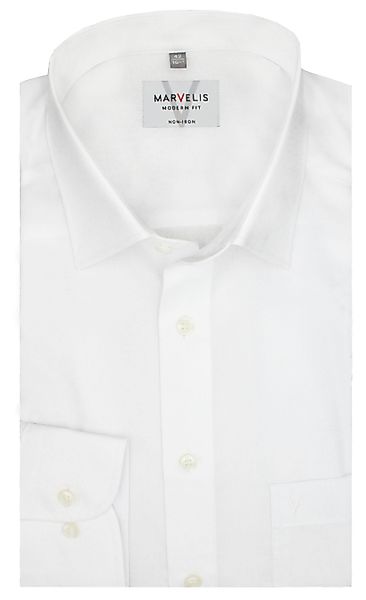 MARVELIS Businesshemd Weiss, Modern Fit, Bügelfrei, günstig online kaufen