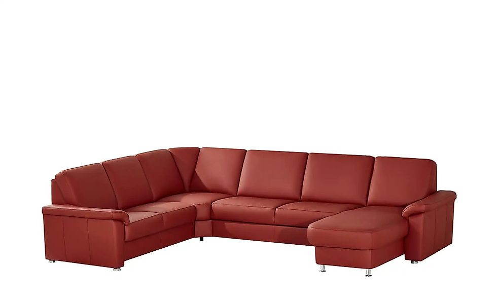 meinSofa Wohnlandschaft Leder Carolin ¦ rot ¦ Maße (cm): B: 330 H: 91 T: 24 günstig online kaufen