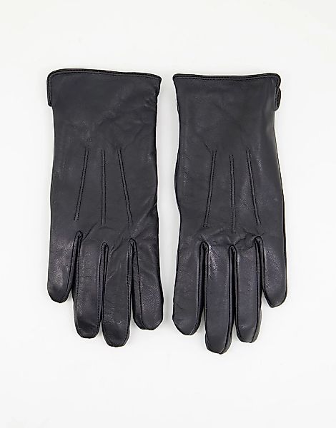Barney's Originals – Schwarz Handschuhe aus echtem Leder mit Touchscreen-Fu günstig online kaufen