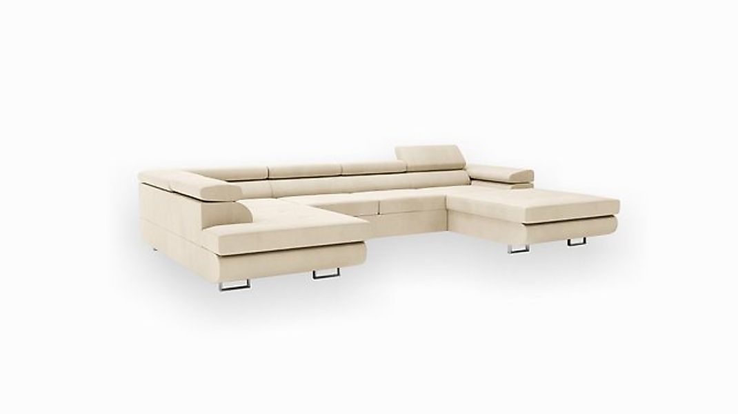Goldstoff Wohnlandschaft komfortables Ecksofa mit Schlaffunktion, geräumige günstig online kaufen