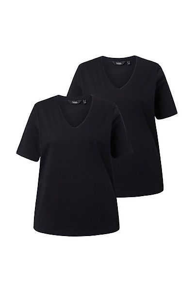 Ulla Popken T-Shirt T-Shirt V-Ausschnitt Regular Halbarm günstig online kaufen