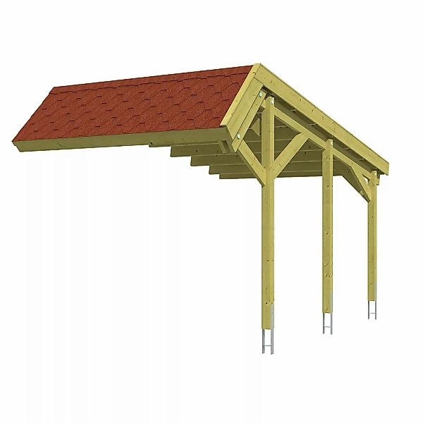 Skan Holz Erweiterung für Carport Harz m. roten Schindeln 303 x 560 cm Grün günstig online kaufen