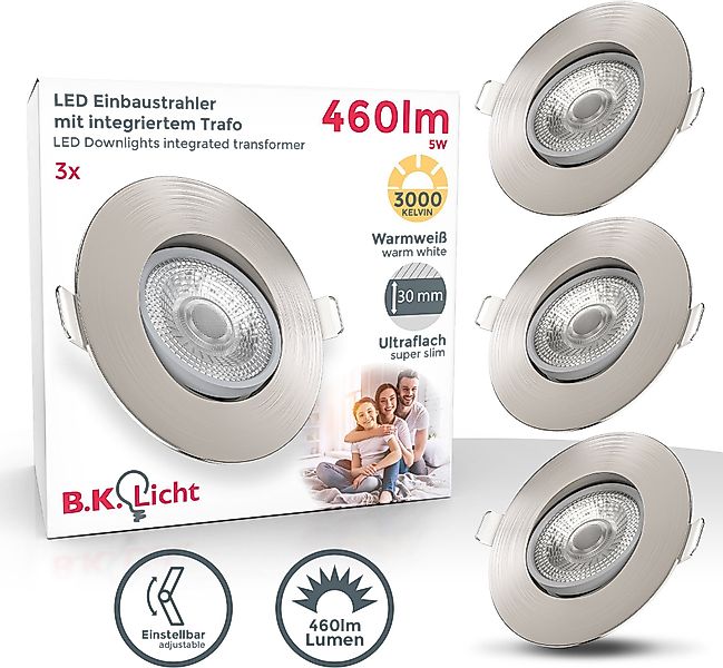 B.K.Licht LED Einbauleuchte 3er Set Einbaustrahler, günstig online kaufen