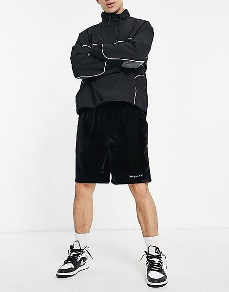 Mennace – Gerippte Jersey-Shorts aus schwarzem Velours günstig online kaufen
