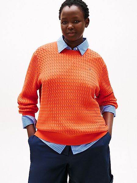 Tommy Hilfiger Curve Strickpullover CRV CO CABLE FINE GG C-NK LS SWT in gro günstig online kaufen
