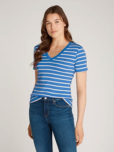 Tommy Hilfiger T-Shirt "SLIM CODY V-NK SS mit V-Ausschnitt und Streifen" Ba günstig online kaufen