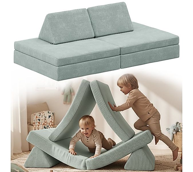 Bellabino Kindersofa Nile aus 4 Schaumstoff Teilen, Türkis, faltbare Kinder günstig online kaufen