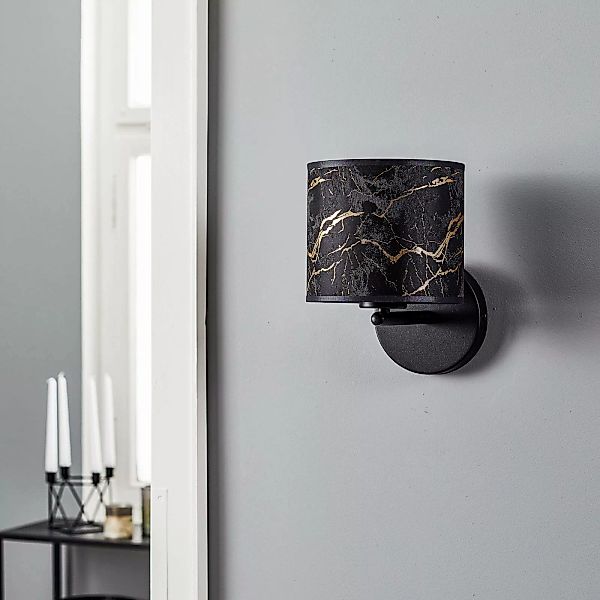Wandlampe Jari Stoff, schwarz-marmoriert günstig online kaufen