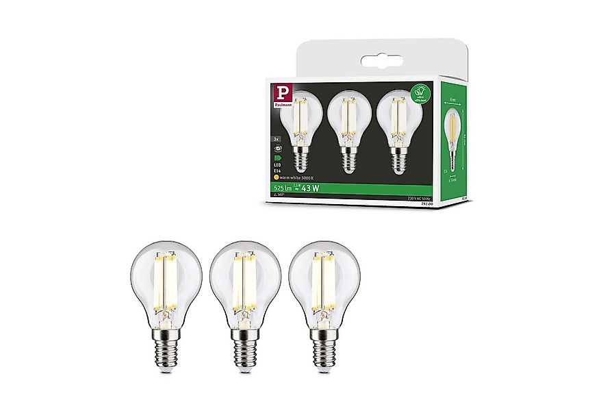 Paulmann LED-Leuchtmittel Eco-Line Filament 230V LED Tropfen E14 3er-Pack 5 günstig online kaufen