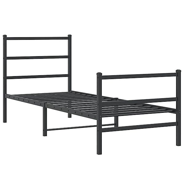 vidaXL Bettgestell mit Kopf- und Fußteil Metall Schwarz 75x190 cm 355373 günstig online kaufen
