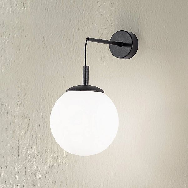 Wandleuchte Esme, weiß, Höhe 45 cm, Glas, Kugel, E27 günstig online kaufen