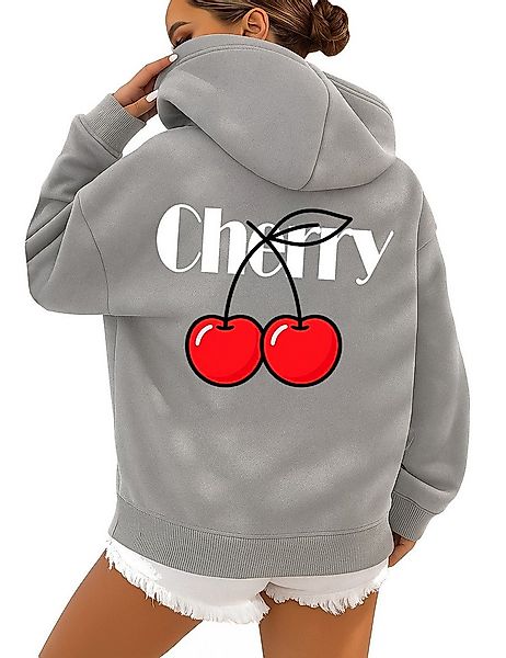 RMK Hoodie Damen Kapuzenpullover Pullover Loose Fit Oversize Cherry Kirsche günstig online kaufen