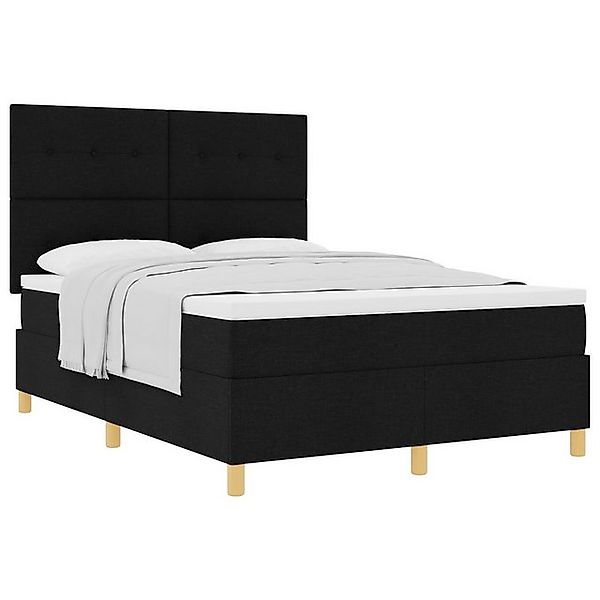 vidaXL Bett Boxspringbett mit Matratze Schwarz 140x200 cm Stoff (1-tlg) günstig online kaufen