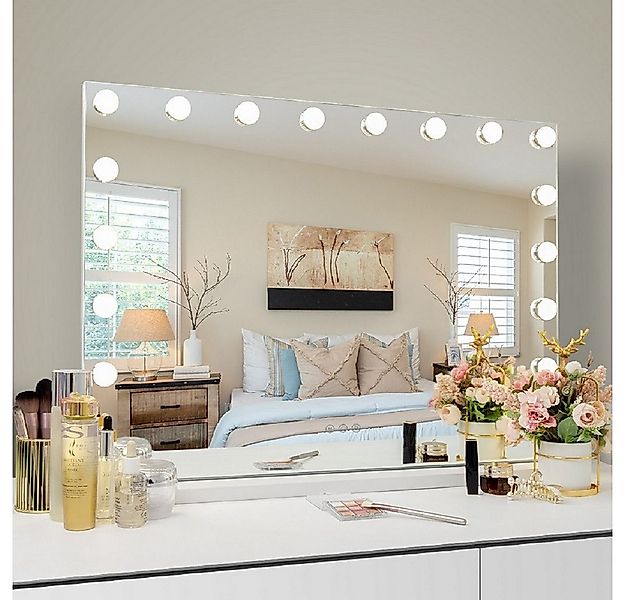 FENCHILIN Schminkspiegel mit LED-Beleuchtung weiß 80/58 cm günstig online kaufen