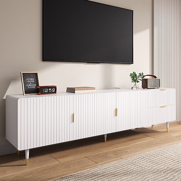 Merax Lowboard Weiß mit Goldakzenten, Soft-Close günstig online kaufen