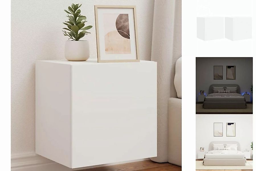 vidaXL Hängeschrank Wandschränke mit LED-Leuchten 2 Stk Weiß 40,5x35x40 cm günstig online kaufen