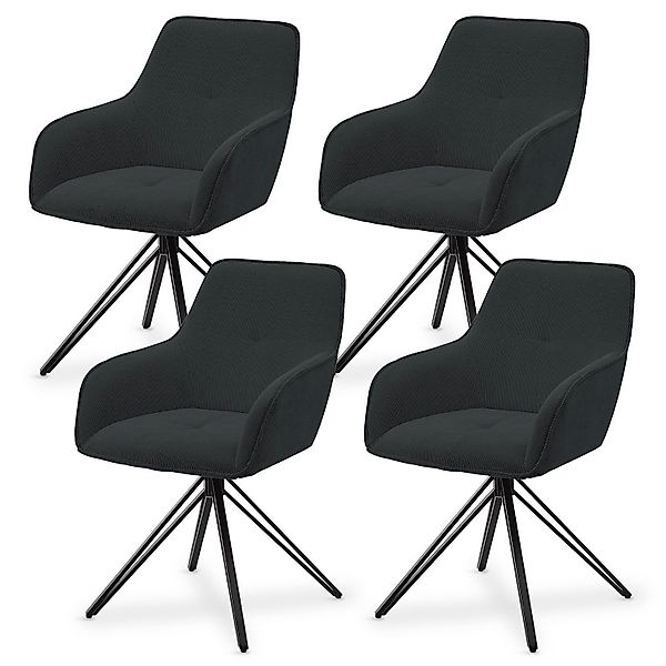 Juskys Esszimmerstuhl Clyde, 4er Set, Stoff günstig online kaufen