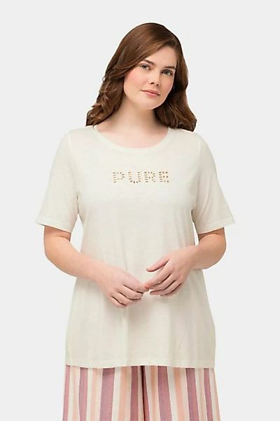 Ulla Popken T-Shirt T-Shirt PURE-Stickerei Rundhals Halbarm günstig online kaufen