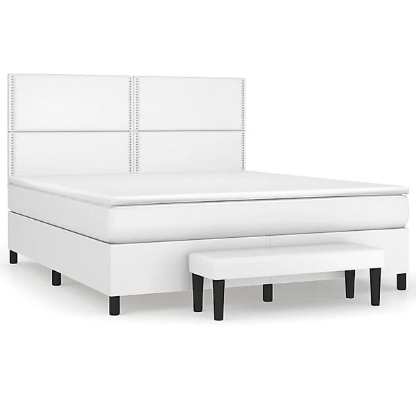 vidaXL Boxspringbett mit Matratze Weiß 180x200 cm Kunstleder 3137618 günstig online kaufen