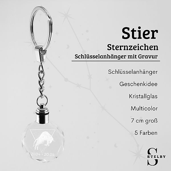 Stelby Schlüsselanhänger Stier Sternzeichen Schlüsselanhänger Multicolor günstig online kaufen