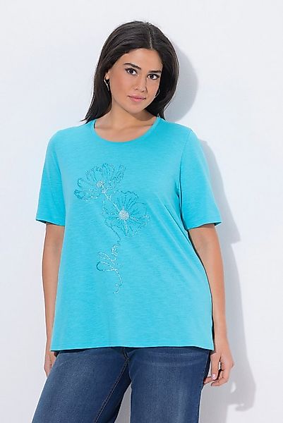 Ulla Popken T-Shirt T-Shirt Blüte Classic Rundhals Halbarm günstig online kaufen