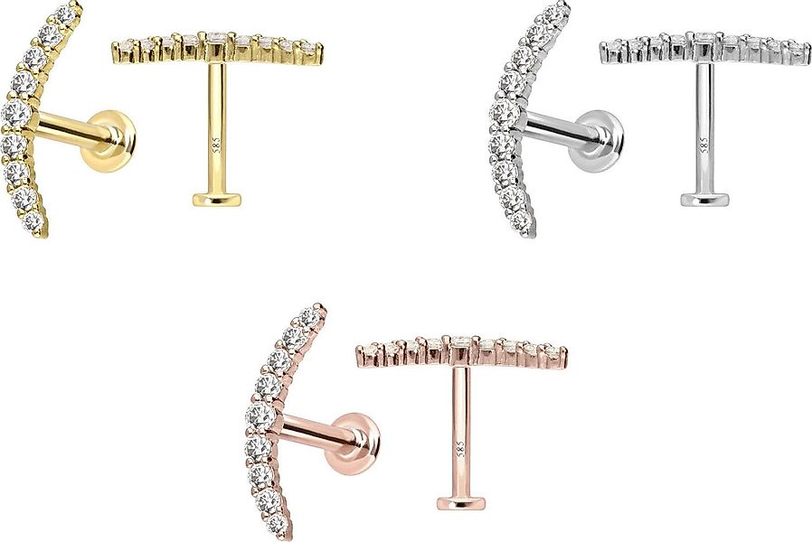 PIERCINGLINE Piercing-Set 14 Karat Gold Labret mit Innengewinde MOISSANIT-B günstig online kaufen