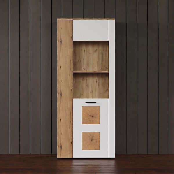 INOSIGN Standvitrine "Linz", (1 St.), Wohnzimmervitrine in Weiß/Eiche mit H günstig online kaufen