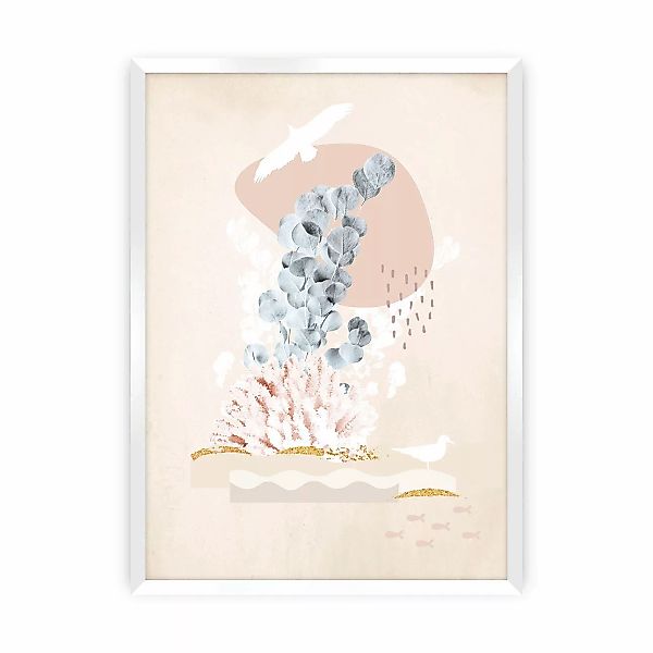 Poster Beige Abstract I, 40 x 50 cm, Ramka: Biała günstig online kaufen