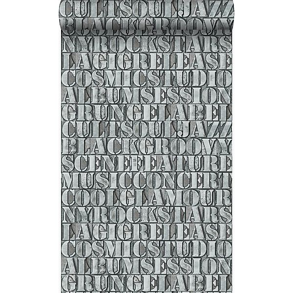 Origin Luxury Wallcoverings Tapete Alte Eiserne Druckbuchstaben Lagunengrün günstig online kaufen