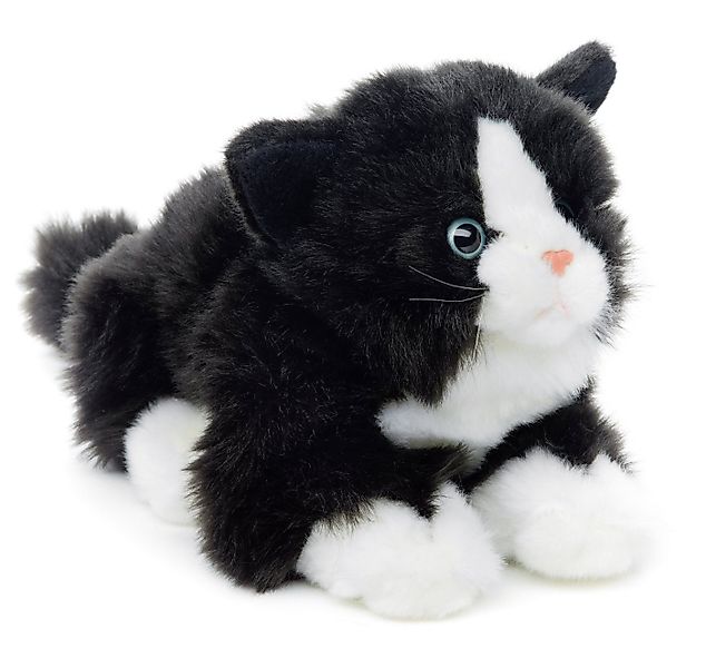 Uni-Toys Kuscheltier Katze mit Stimme (schwarz-weiß) - 20 cm (Länge) - Plüs günstig online kaufen