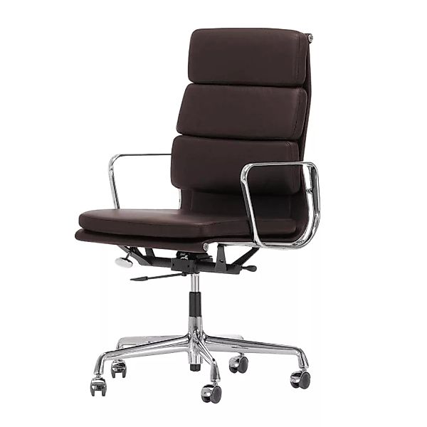 Vitra - EA 219 Soft Pad Eames Alu Chair Bürostuhl - Leder chocolate dunkelb günstig online kaufen