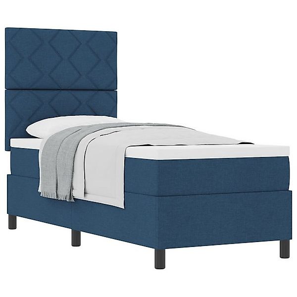vidaXL Bett Boxspringbett mit Matratze in Blau 80x200 cm aus Stoff (1-tlg) günstig online kaufen
