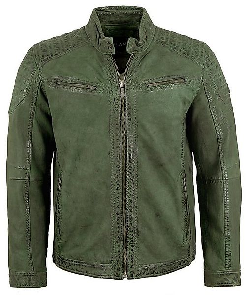 Jilani Lederjacke Kennedy Jilani - Herren Lederjacke Lammnubuk laubgrün günstig online kaufen