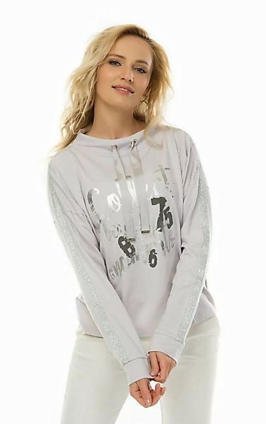 Passioni Langarmshirt Sweatshirt mit Statementprint sportiver Schnitt, Fron günstig online kaufen