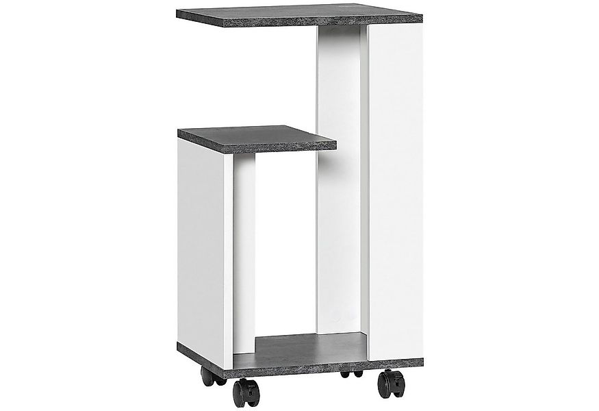 HOMCOM Nachttisch Beistelltisch mit Rollen Couchtisch mit 3 Regalen (Sofati günstig online kaufen