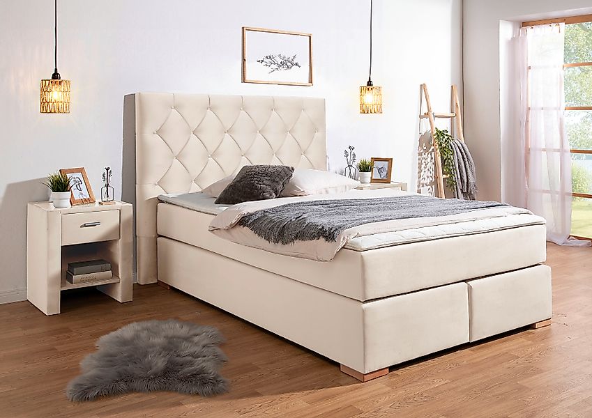Home affaire Boxspringbett »Chalon, in verschiedenen Breiten«, inkl. Topper günstig online kaufen