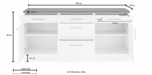 OPTIFIT Unterschrank "Mini", Breite 180 cm mit Metallgriffen günstig online kaufen
