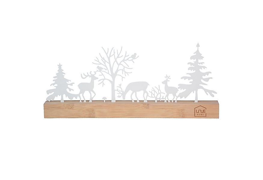 UNUS HOME Dekofigur Aufsteller Wald Silhouette 3 Hirsche Vögel Pilz (weiß), günstig online kaufen