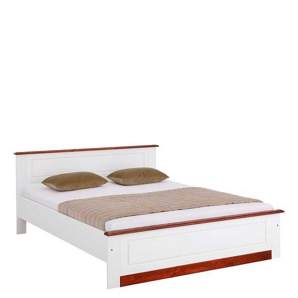 Doppelbettgestell in Kirschbaumfarben & Weiß Landhausstil günstig online kaufen