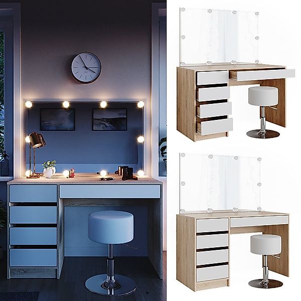 Vicco Schminktisch Sherry, Sonoma/Weiß, 120 cm günstig online kaufen