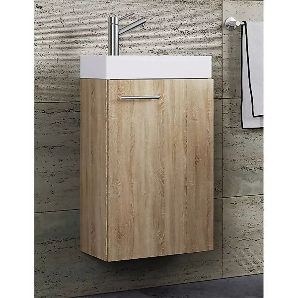 Gäste WC Waschschrank mit einem Einlasswaschbecken Drehtür günstig online kaufen
