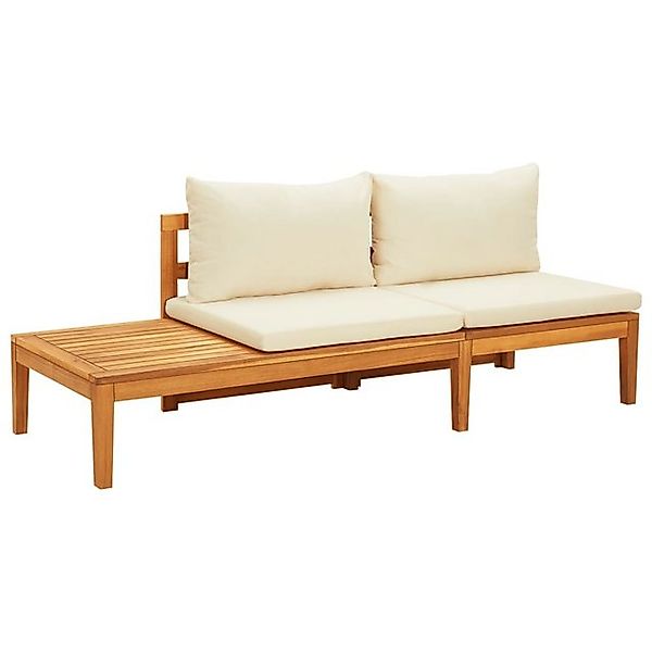 vidaXL Sofaelement Gartenbank mit Tisch & Cremeweißen Kissen Massivholz Aka günstig online kaufen